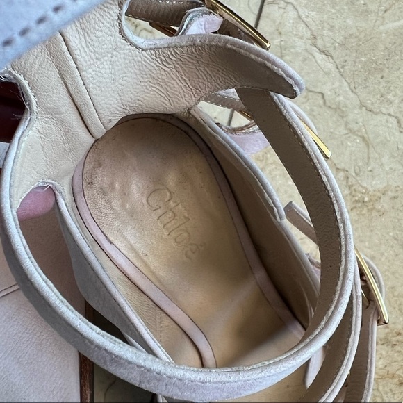 Chloe Suede Multi Straps Open Toe Wedge Sandal - Picture 11 of 16